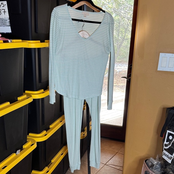 GAP Love Collection Mint White Striped Pajama Set Size Small (XS Oversized) - Picture 2 of 13